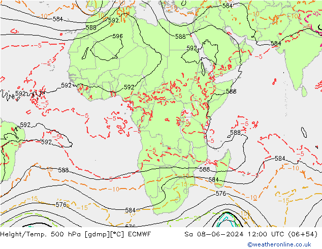 Z500/Rain (+SLP)/Z850 ECMWF Sa 08.06.2024 12 UTC