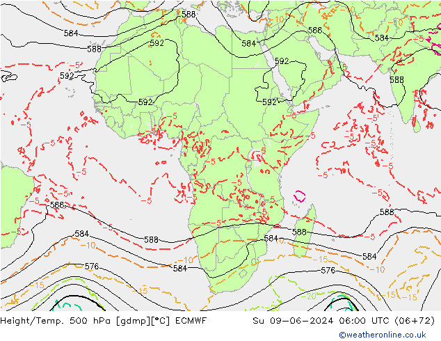 Z500/Rain (+SLP)/Z850 ECMWF dom 09.06.2024 06 UTC