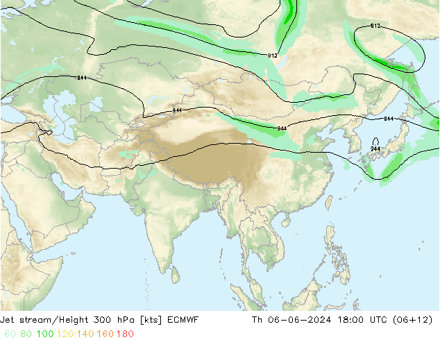 Corrente a getto ECMWF gio 06.06.2024 18 UTC