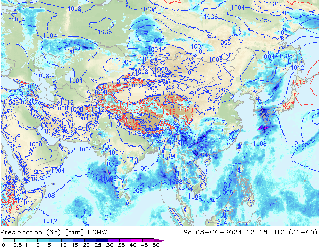 Z500/Rain (+SLP)/Z850 ECMWF sáb 08.06.2024 18 UTC