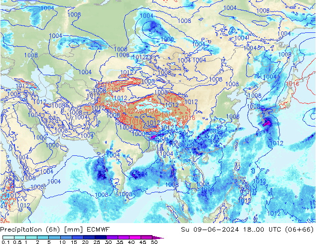 Precipitation (6h) ECMWF Ne 09.06.2024 00 UTC