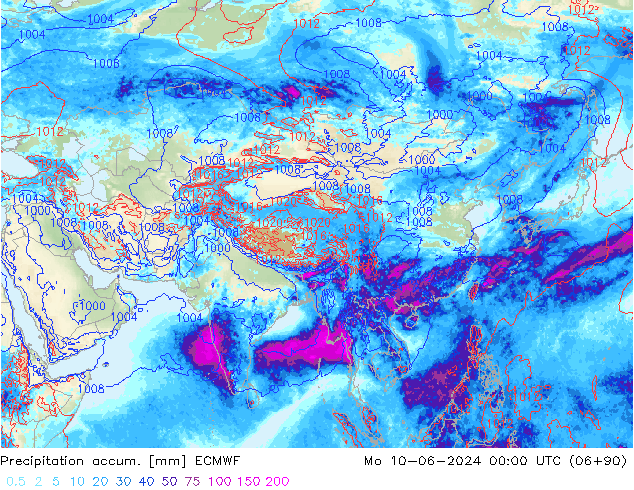 Precipitation accum. ECMWF Mo 10.06.2024 00 UTC