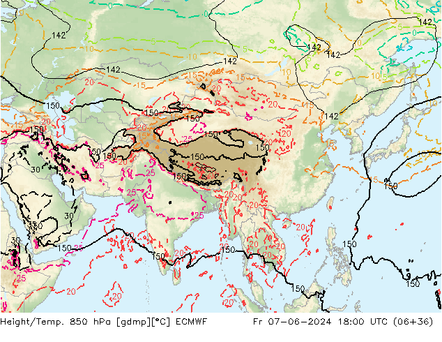 Yükseklik/Sıc. 850 hPa ECMWF Cu 07.06.2024 18 UTC