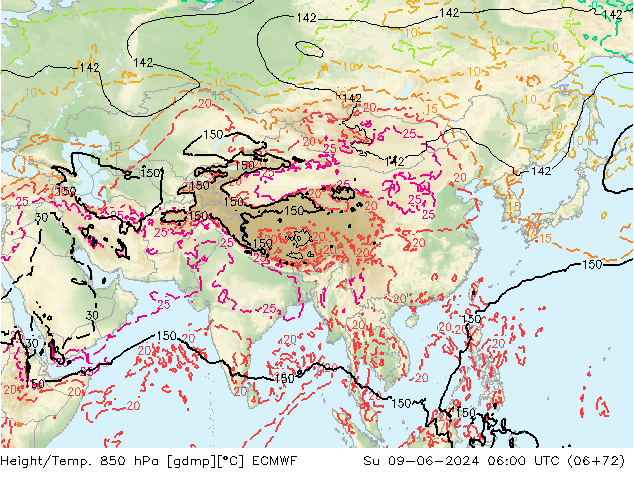 Z500/Rain (+SLP)/Z850 ECMWF Вс 09.06.2024 06 UTC