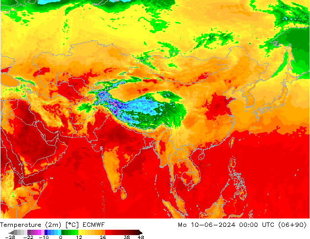 Temperatura (2m) ECMWF lun 10.06.2024 00 UTC