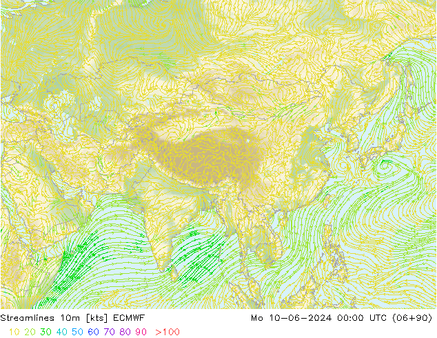 Línea de corriente 10m ECMWF lun 10.06.2024 00 UTC