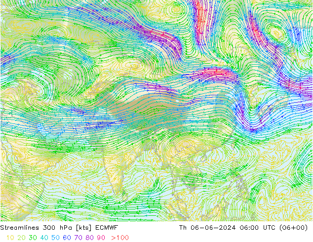 Rüzgar 300 hPa ECMWF Per 06.06.2024 06 UTC