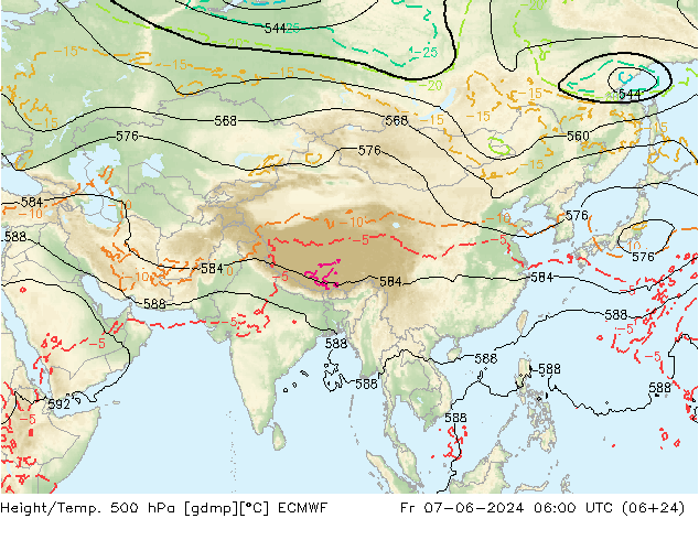 Z500/Regen(+SLP)/Z850 ECMWF vr 07.06.2024 06 UTC