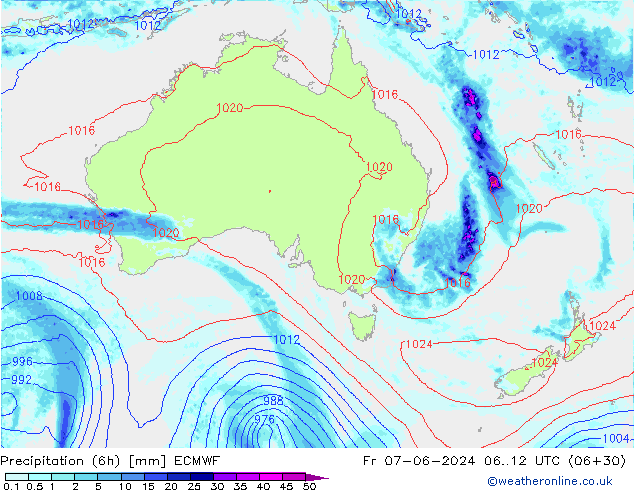 Yağış (6h) ECMWF Cu 07.06.2024 12 UTC