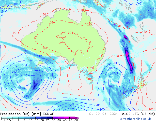 Z500/Rain (+SLP)/Z850 ECMWF Dom 09.06.2024 00 UTC