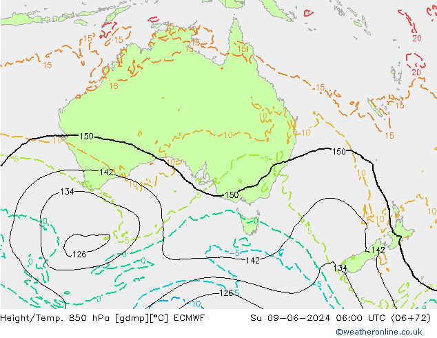 Z500/Rain (+SLP)/Z850 ECMWF Su 09.06.2024 06 UTC