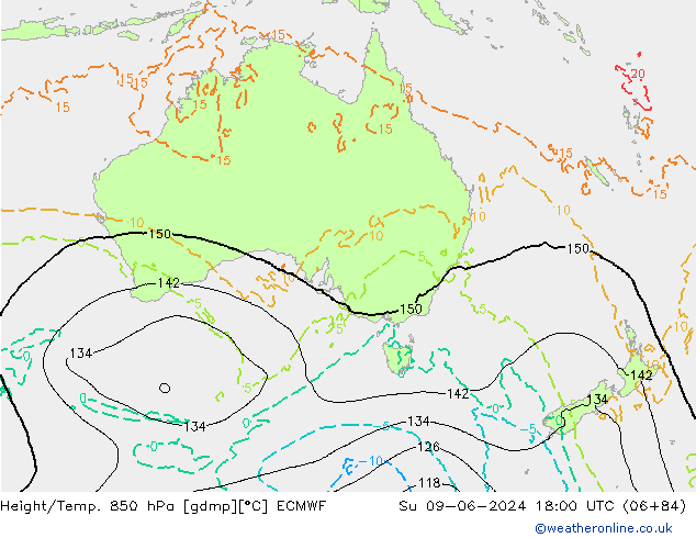 Height/Temp. 850 hPa ECMWF Su 09.06.2024 18 UTC