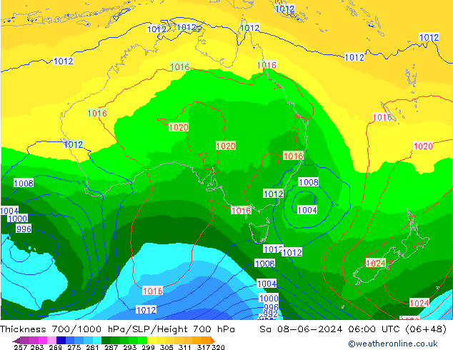 Thck 700-1000 hPa ECMWF Sa 08.06.2024 06 UTC