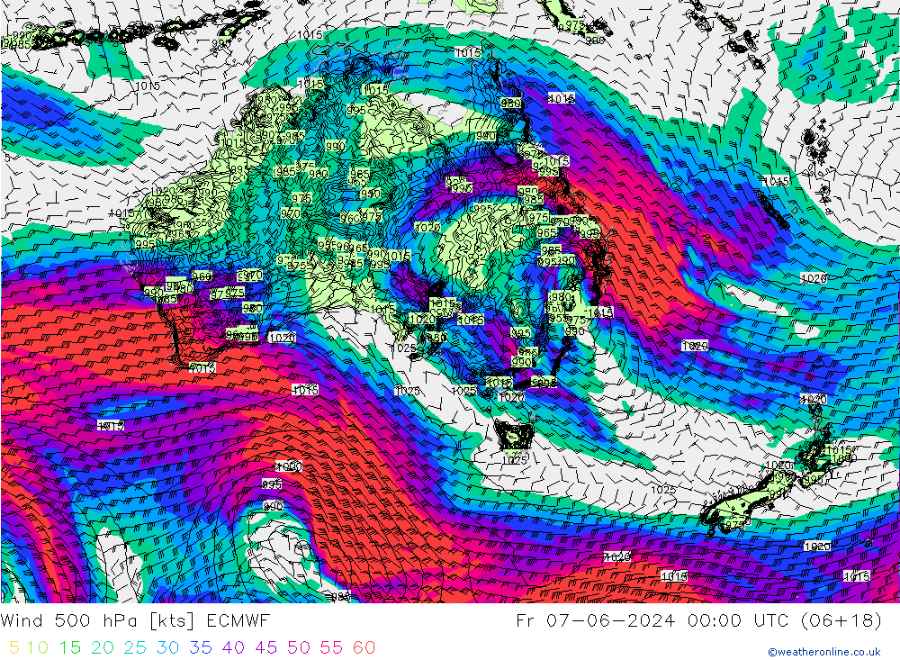 Wind 500 hPa ECMWF Fr 07.06.2024 00 UTC