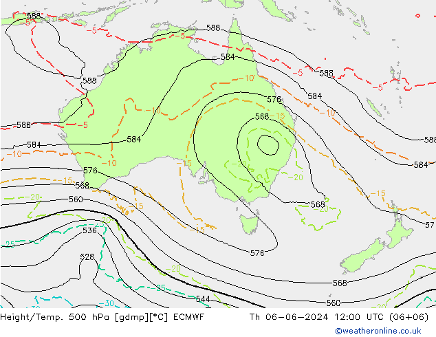 Z500/Rain (+SLP)/Z850 ECMWF Th 06.06.2024 12 UTC