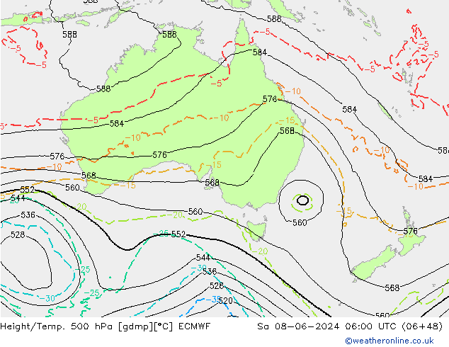 Height/Temp. 500 hPa ECMWF  08.06.2024 06 UTC