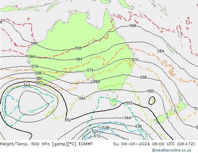 Z500/Rain (+SLP)/Z850 ECMWF Su 09.06.2024 06 UTC