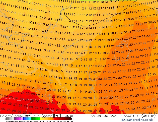 Z500/Rain (+SLP)/Z850 ECMWF Sa 08.06.2024 06 UTC