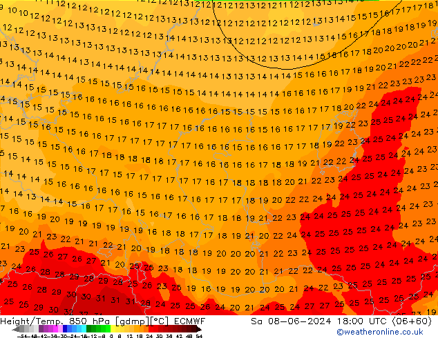 Z500/Rain (+SLP)/Z850 ECMWF Sa 08.06.2024 18 UTC