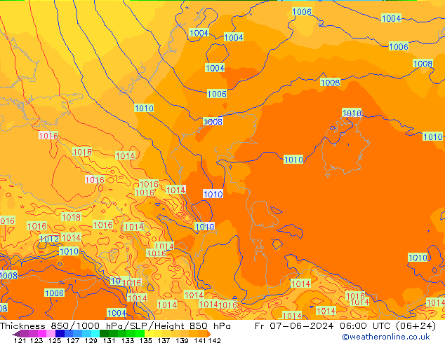 Thck 850-1000 hPa ECMWF pt. 07.06.2024 06 UTC