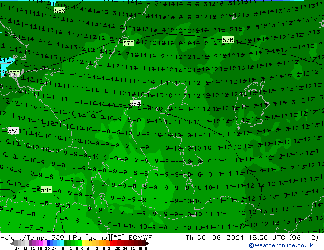 Z500/Rain (+SLP)/Z850 ECMWF Th 06.06.2024 18 UTC