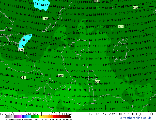 Z500/Rain (+SLP)/Z850 ECMWF Sex 07.06.2024 06 UTC