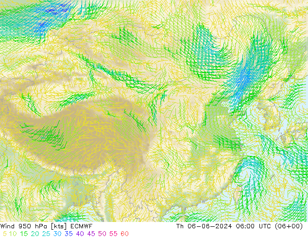 风 950 hPa ECMWF 星期四 06.06.2024 06 UTC