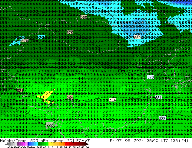 Z500/Rain (+SLP)/Z850 ECMWF 星期五 07.06.2024 06 UTC