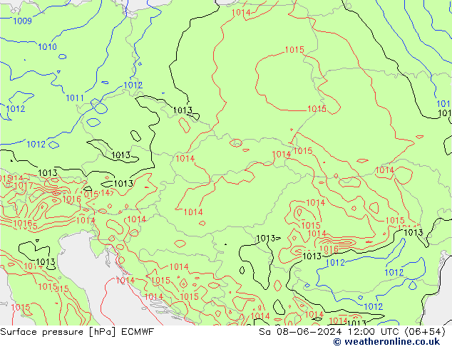 ciśnienie ECMWF so. 08.06.2024 12 UTC