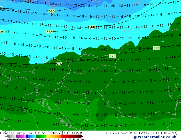 Z500/Rain (+SLP)/Z850 ECMWF Fr 07.06.2024 12 UTC