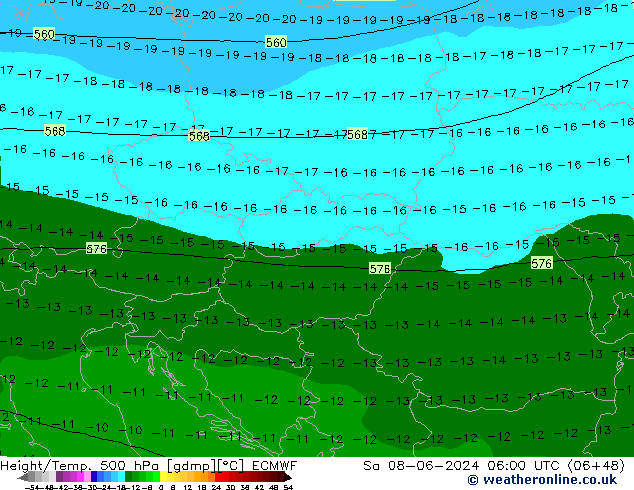 Height/Temp. 500 hPa ECMWF Sáb 08.06.2024 06 UTC