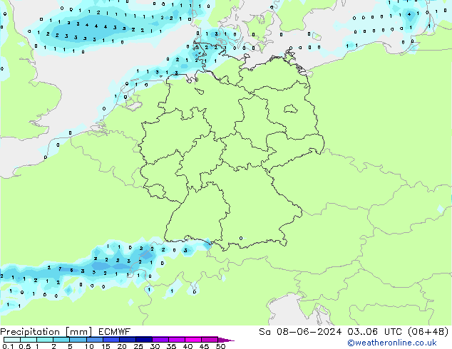 осадки ECMWF сб 08.06.2024 06 UTC