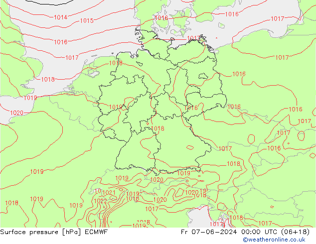 ciśnienie ECMWF pt. 07.06.2024 00 UTC