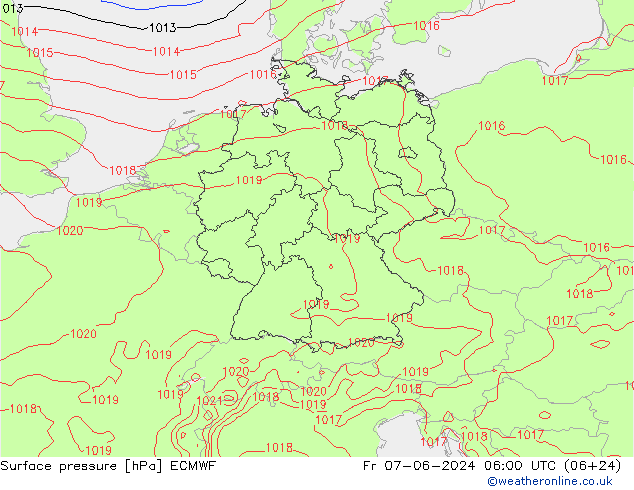 Bodendruck ECMWF Fr 07.06.2024 06 UTC