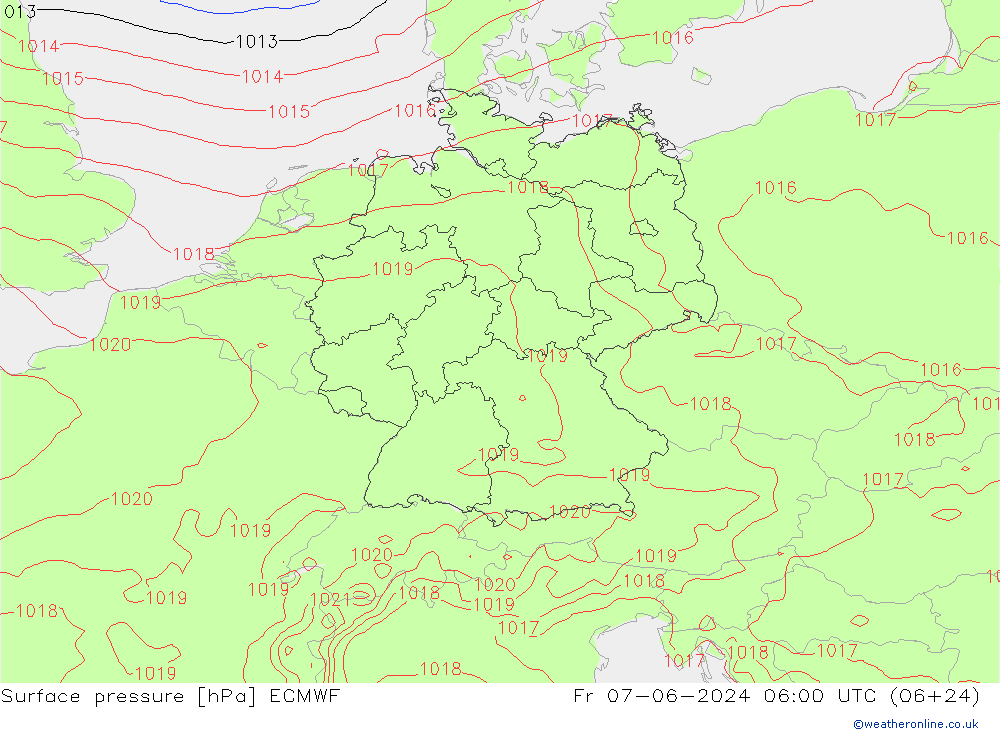 Surface pressure ECMWF Fr 07.06.2024 06 UTC