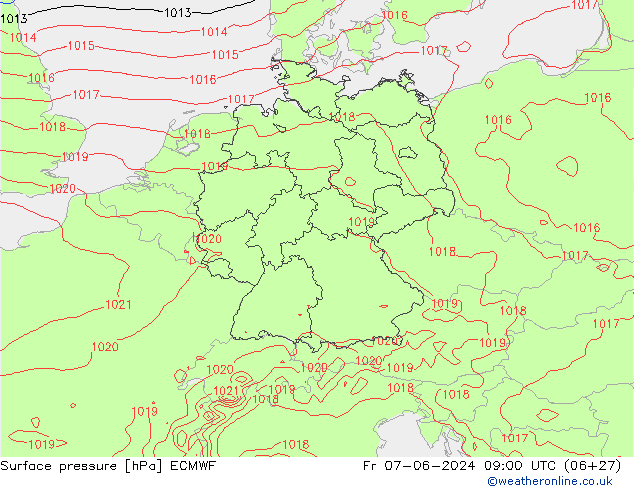 Surface pressure ECMWF Fr 07.06.2024 09 UTC