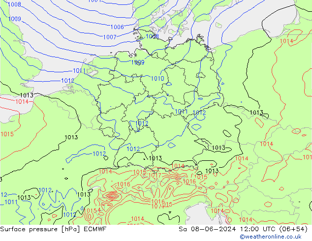 Luchtdruk (Grond) ECMWF za 08.06.2024 12 UTC