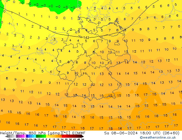 Z500/Yağmur (+YB)/Z850 ECMWF Cts 08.06.2024 18 UTC