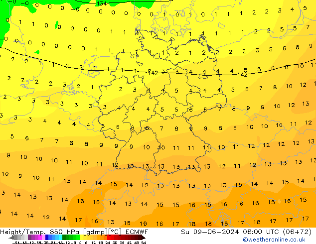 Z500/Rain (+SLP)/Z850 ECMWF dim 09.06.2024 06 UTC