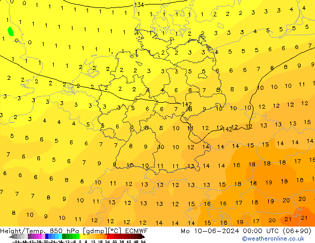 Z500/Rain (+SLP)/Z850 ECMWF Po 10.06.2024 00 UTC