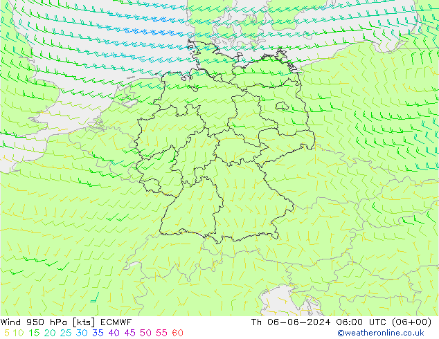 Vent 950 hPa ECMWF jeu 06.06.2024 06 UTC