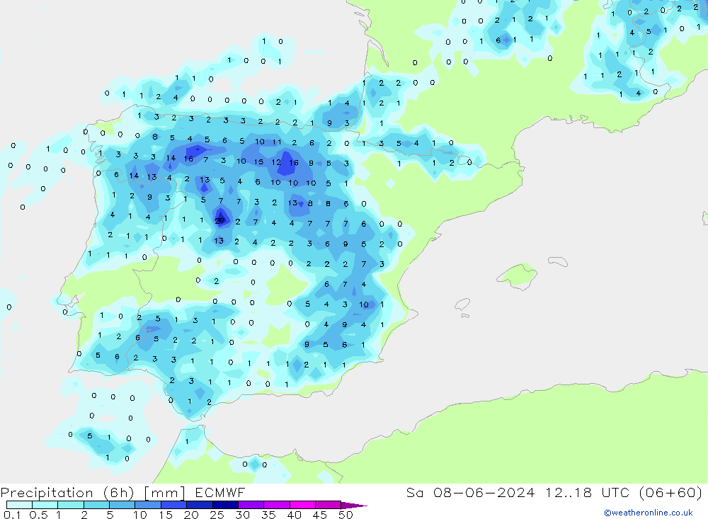 Z500/Rain (+SLP)/Z850 ECMWF Sa 08.06.2024 18 UTC