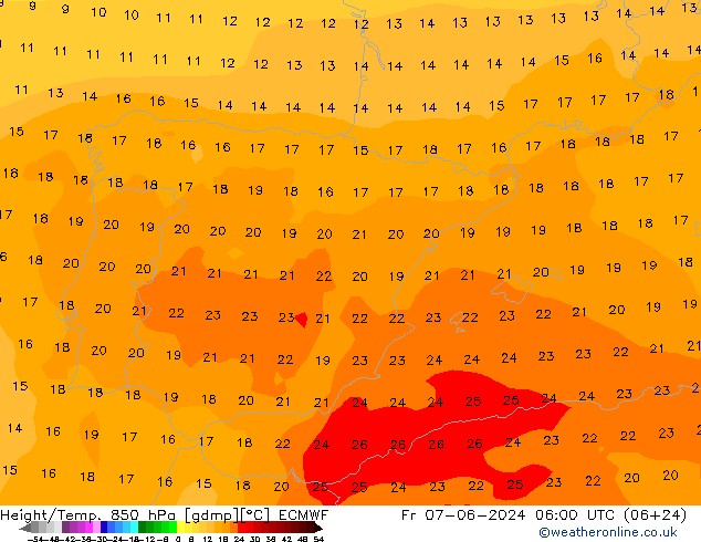 Z500/Rain (+SLP)/Z850 ECMWF Fr 07.06.2024 06 UTC