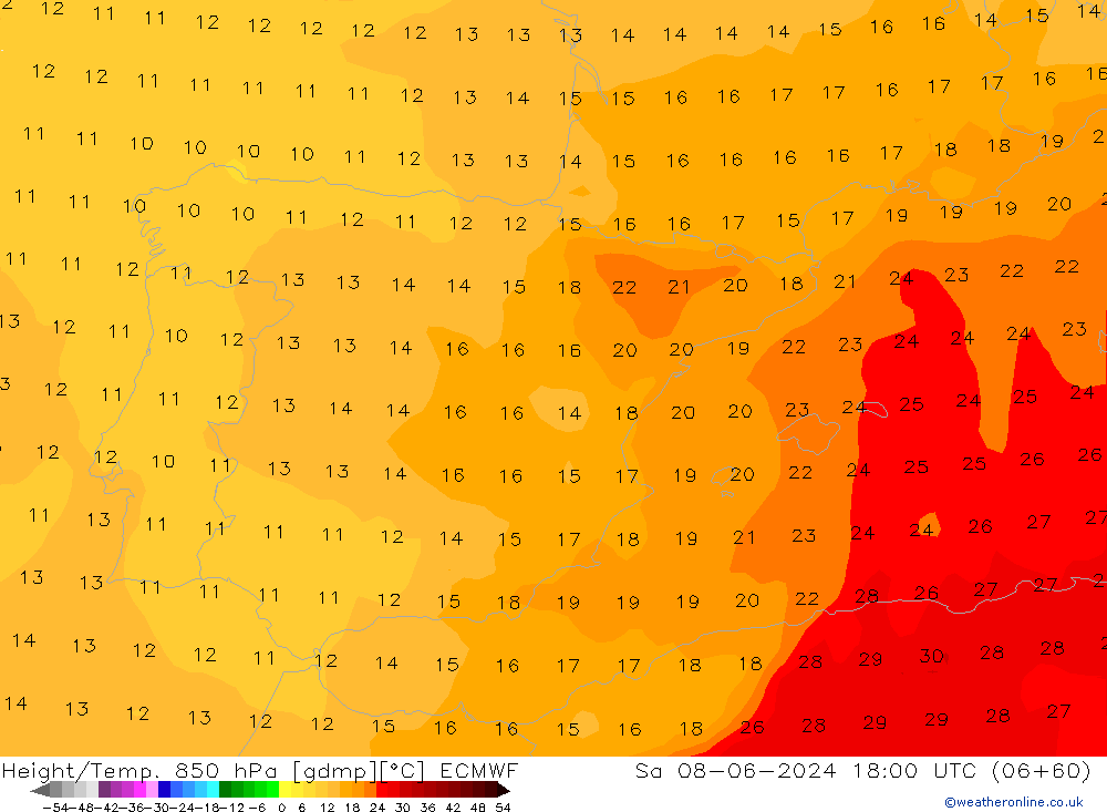 Z500/Rain (+SLP)/Z850 ECMWF Sa 08.06.2024 18 UTC