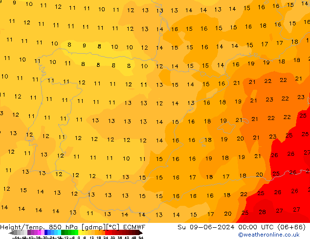 Z500/Rain (+SLP)/Z850 ECMWF Dom 09.06.2024 00 UTC