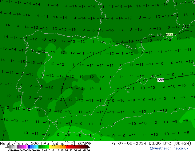 Z500/Rain (+SLP)/Z850 ECMWF vie 07.06.2024 06 UTC