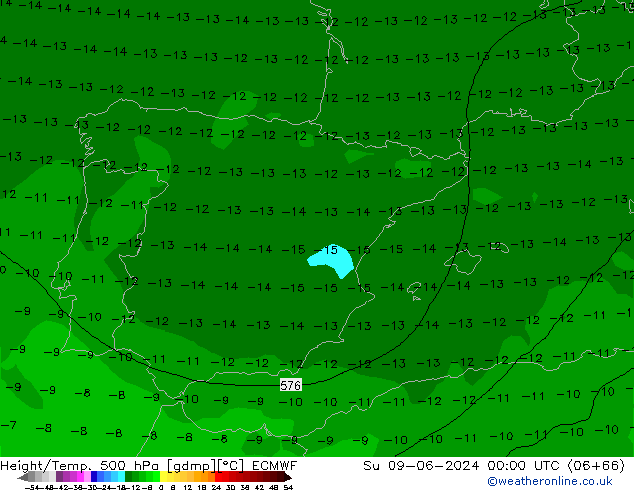 Z500/Rain (+SLP)/Z850 ECMWF Dom 09.06.2024 00 UTC