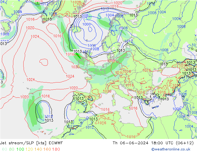 Jet stream/SLP ECMWF Th 06.06.2024 18 UTC