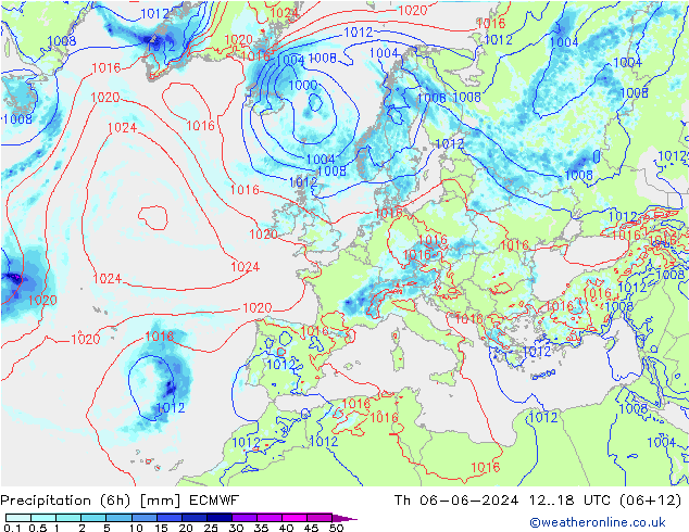 Z500/Rain (+SLP)/Z850 ECMWF Th 06.06.2024 18 UTC