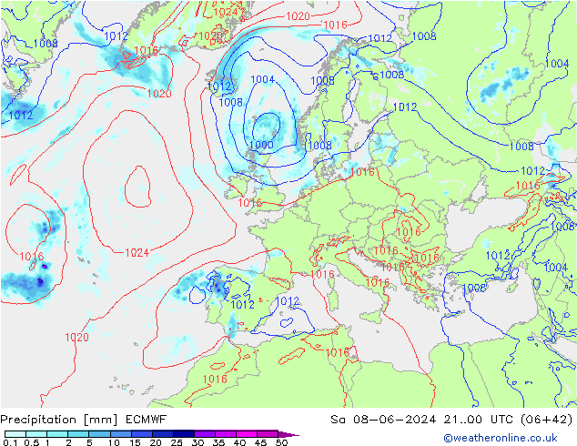 Précipitation ECMWF sam 08.06.2024 00 UTC